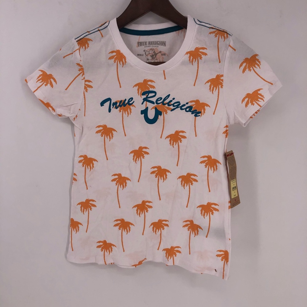 True Religion t shirt palm tree youth size M 8-10